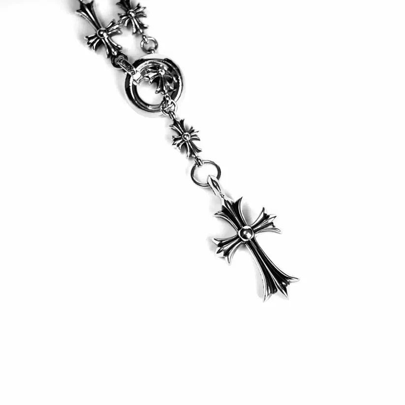 Chrome Hearts CROSS AND BABYFAT CHARM WITH TINY E CH PLUS CHALK CHAIN