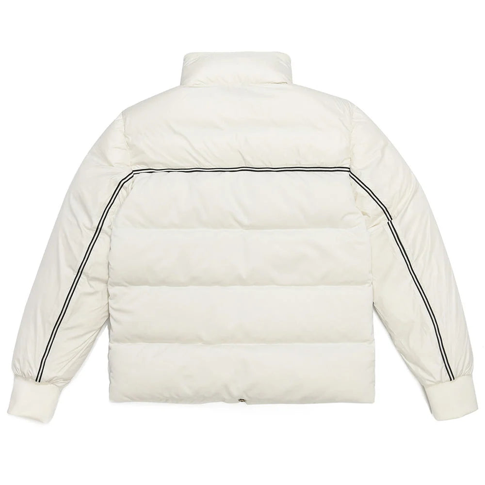 Moncler White Contrast Stripe Down Puffer Jacket