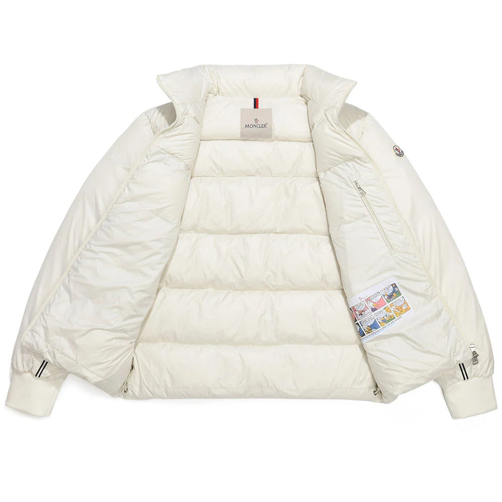 Moncler White Contrast Stripe Down Puffer Jacket