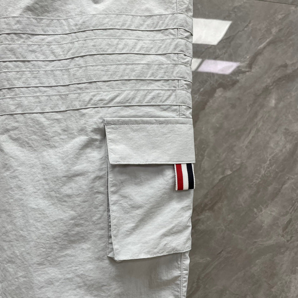 Thom Browne Style Unisex Casual Overalls with Signature Four-Bar Detail