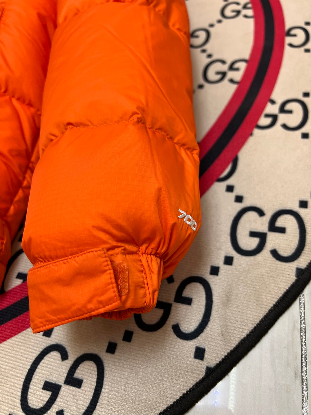 The North Face Nuptse 700 Down Jacket Flame Orange Black