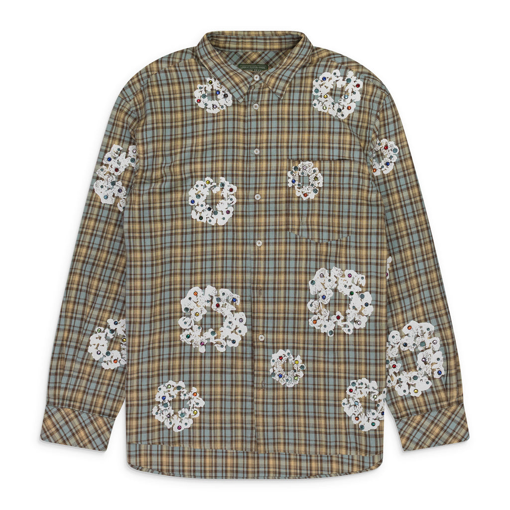 Tan Cotton Wreath Western Button-Up