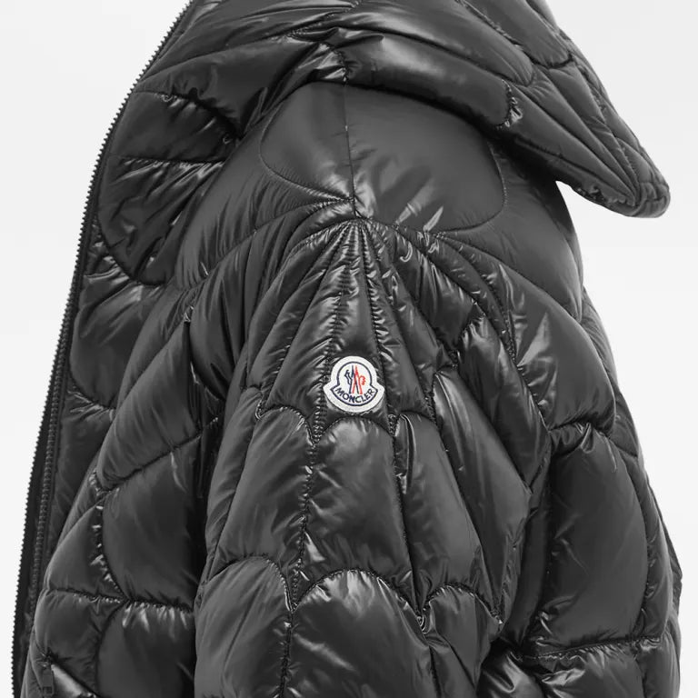 Moncler Black Geometric Quilted Hooded Down Jacket