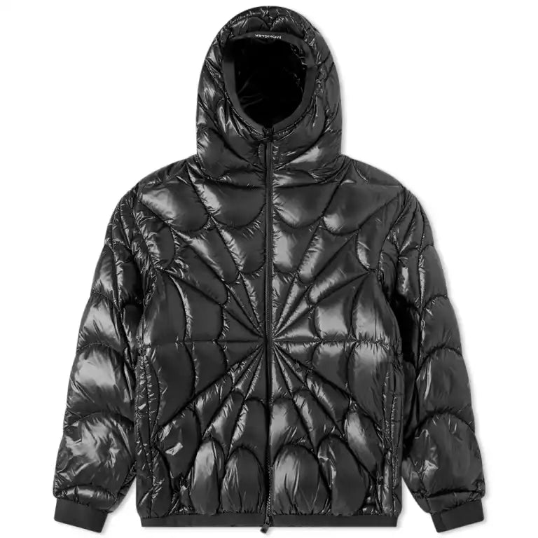 Moncler Black Geometric Quilted Hooded Down Jacket