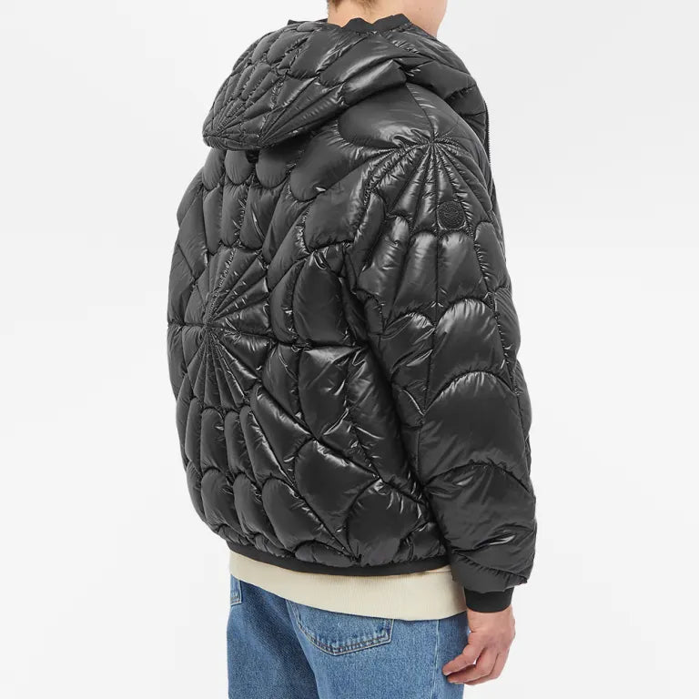 Moncler Black Geometric Quilted Hooded Down Jacket