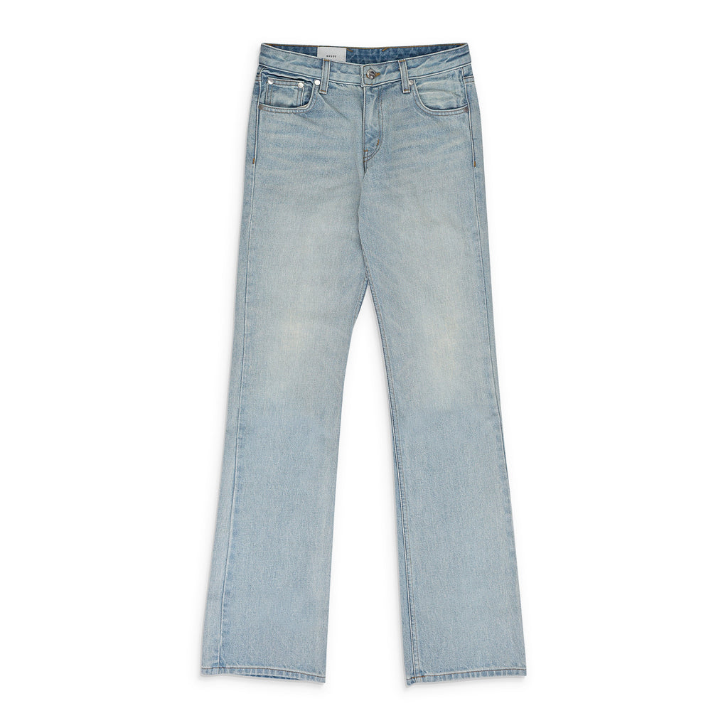 INDIGO LOW-WAIST FLARE DENIM BOOTCUT JEANS