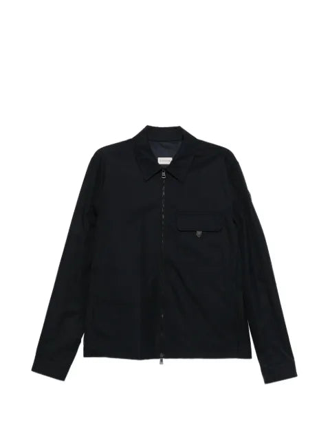 Moncler leather logo cotton blend shirt