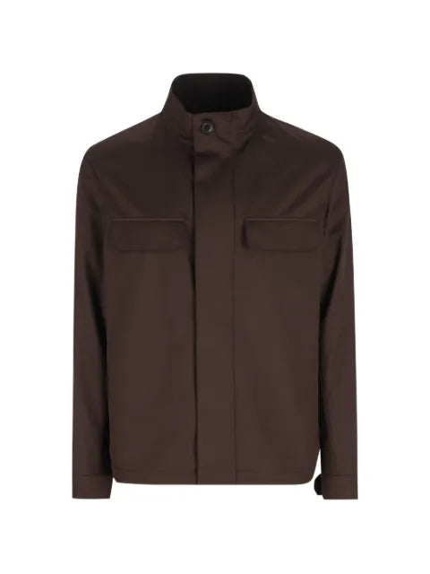Zegna leather-detail jacket