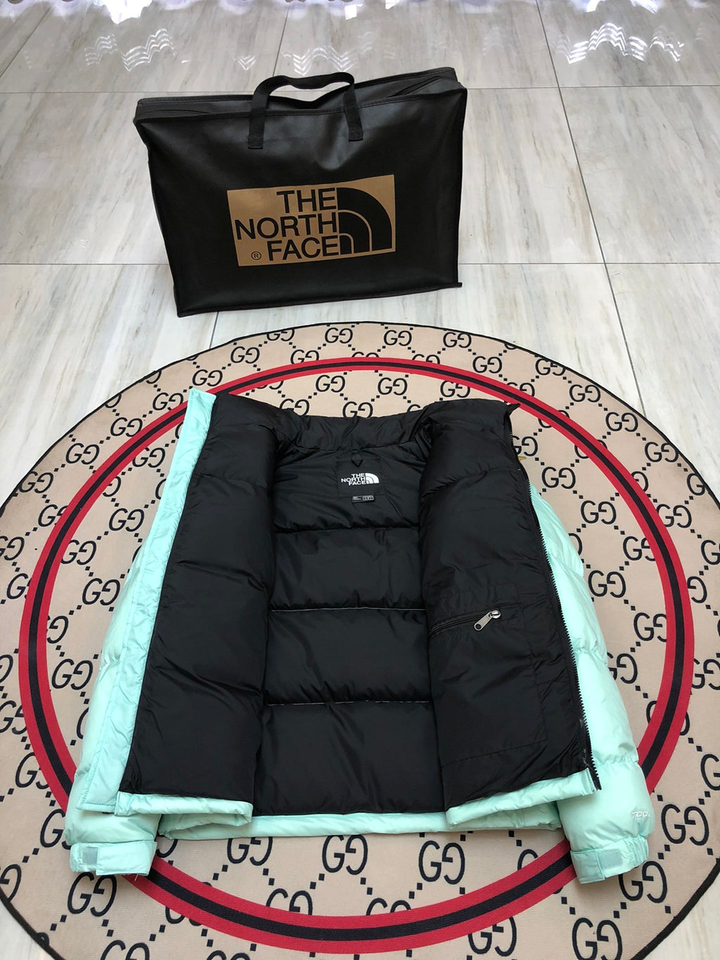 The North Face Nuptse 700 Down Jacket Mint Green Black