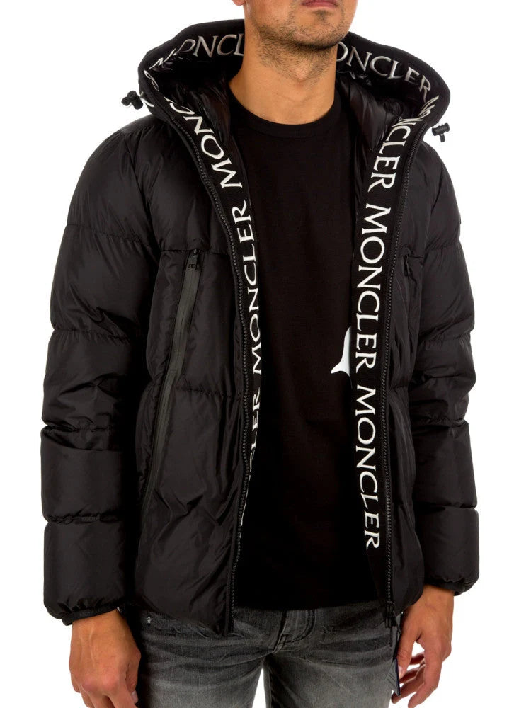 Moncler Black Logo Tape Puffer Jacket