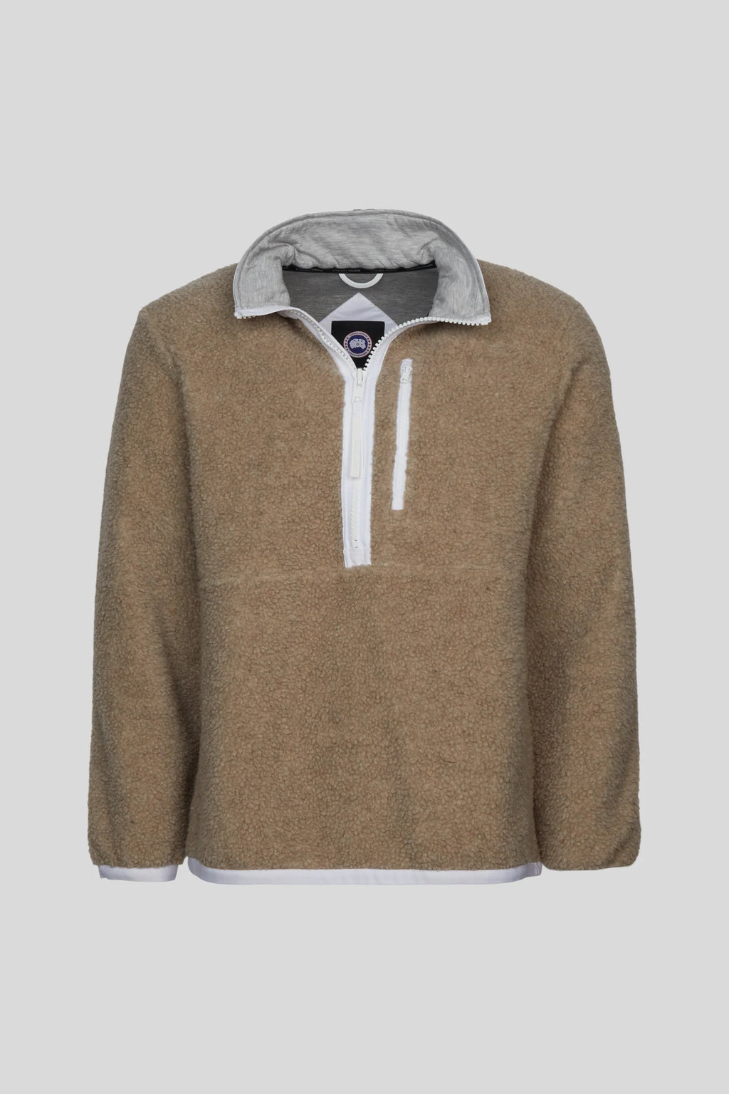 Canada Goose Tan Contrast-Trim Half-Zip Fleece Pullover