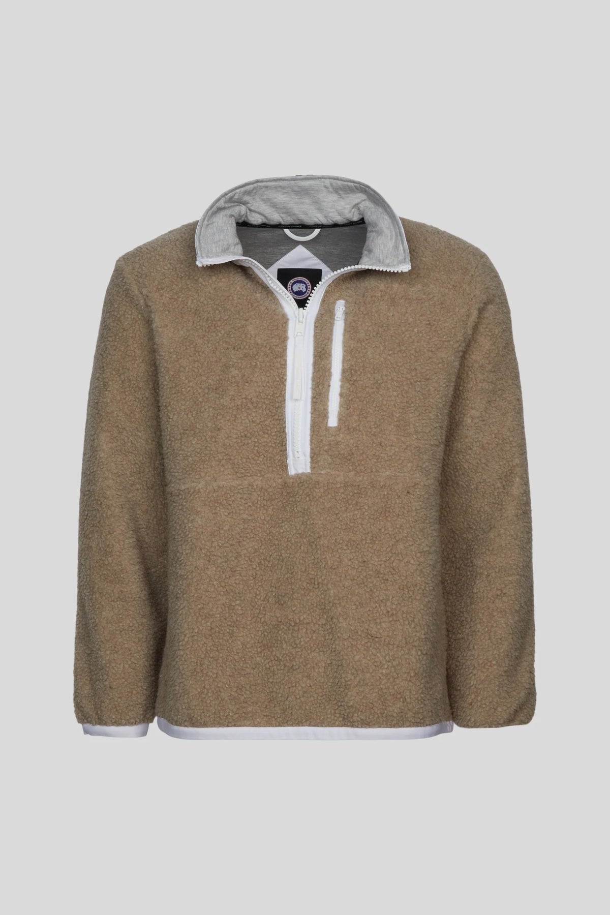 Canada Goose Tan Contrast-Trim Half-Zip Fleece Pullover