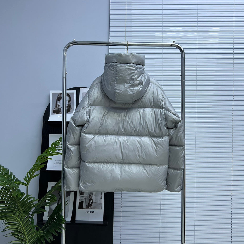 Canada Goose Silver Grey High-Gloss Hooded Down Jacket
