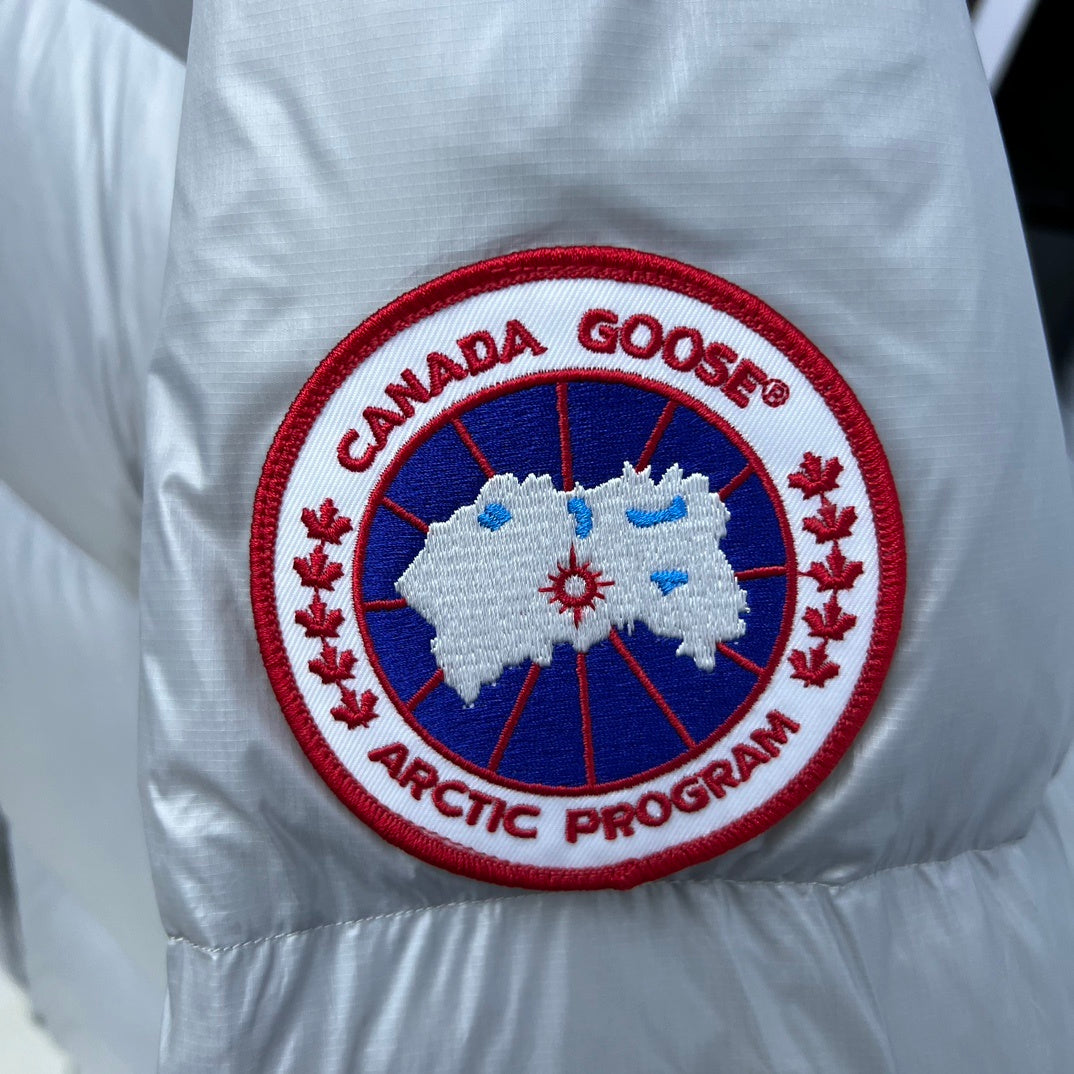 Canada Goose Silver Grey High-Gloss Hooded Down Jacket