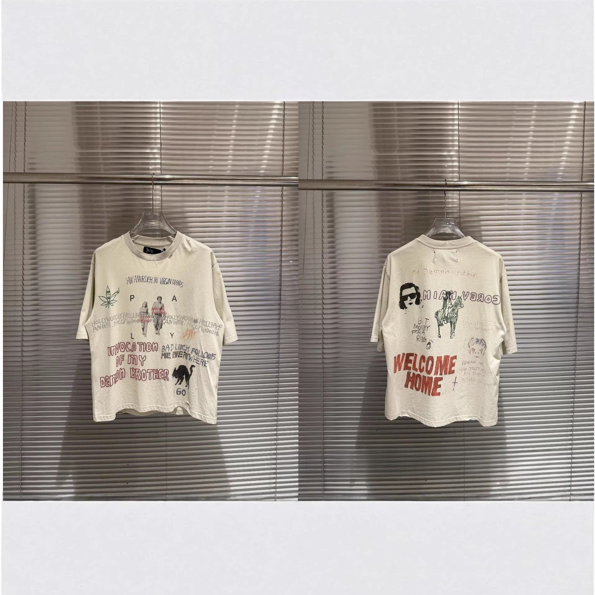 Paly Hollywood Portrait Graphic Short Sleeve Crew Neck T-Shirt Unisex