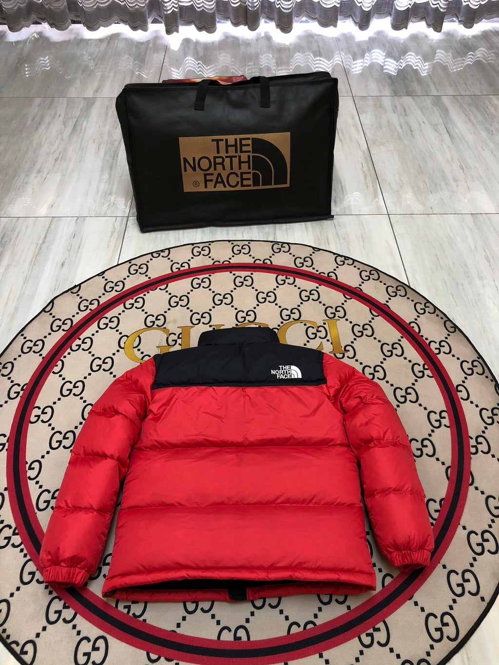 The North Face Nuptse 700 Down Jacket TNF Red Black