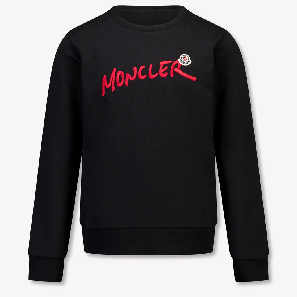 Moncler Black Logo Script Crewneck Sweatshirt