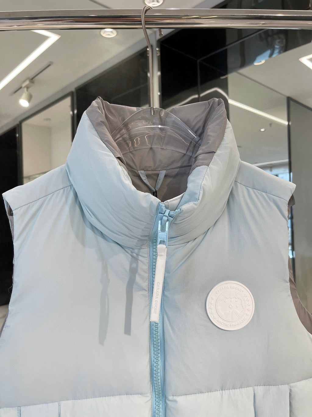 Canada Goose Puffer Vest in Light Blue with Stand Collar