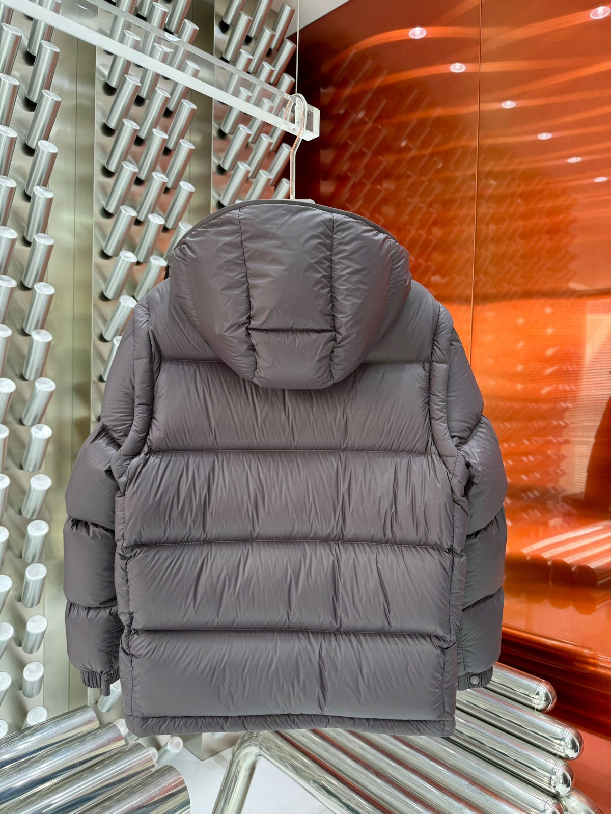 Moncler Hooded Long Down Jacket Dark Taupe