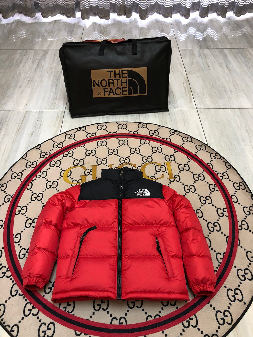 The North Face Nuptse 700 Down Jacket TNF Red Black
