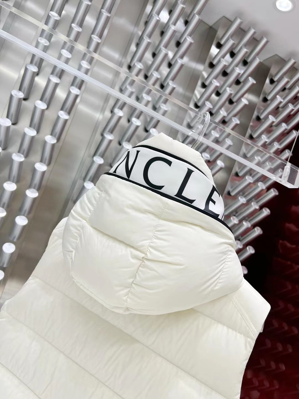 Moncler White Hooded Down Vest