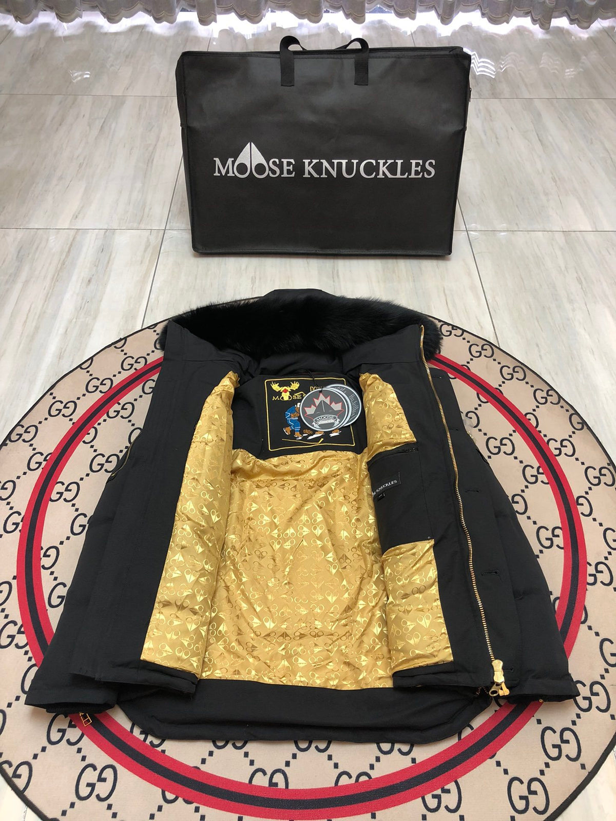 Moose Knuckles Ballistic 3Q Jacket Black Black Fur Gold Hardware
