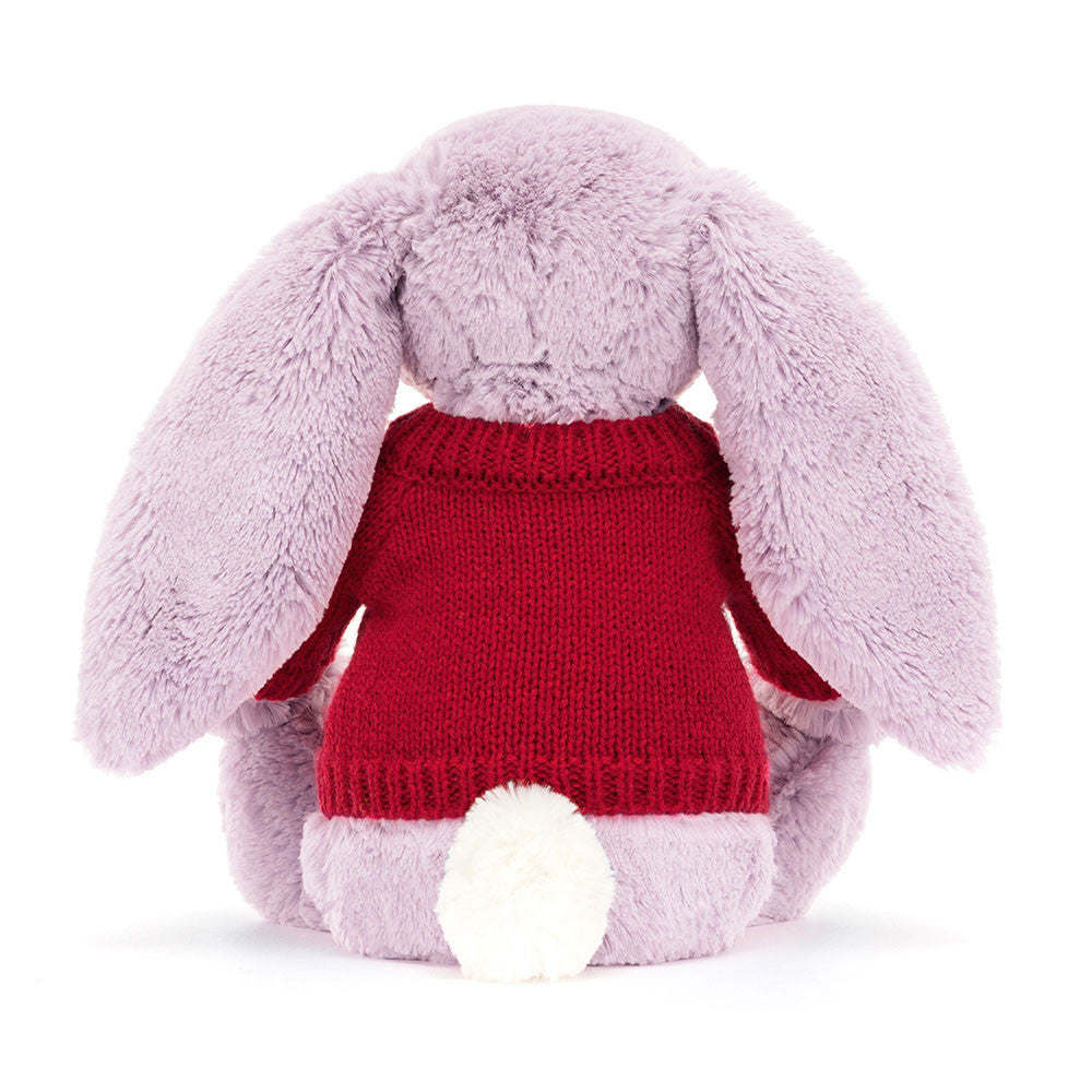 Bashful Lilac Bunny with Personalized Red Jumper