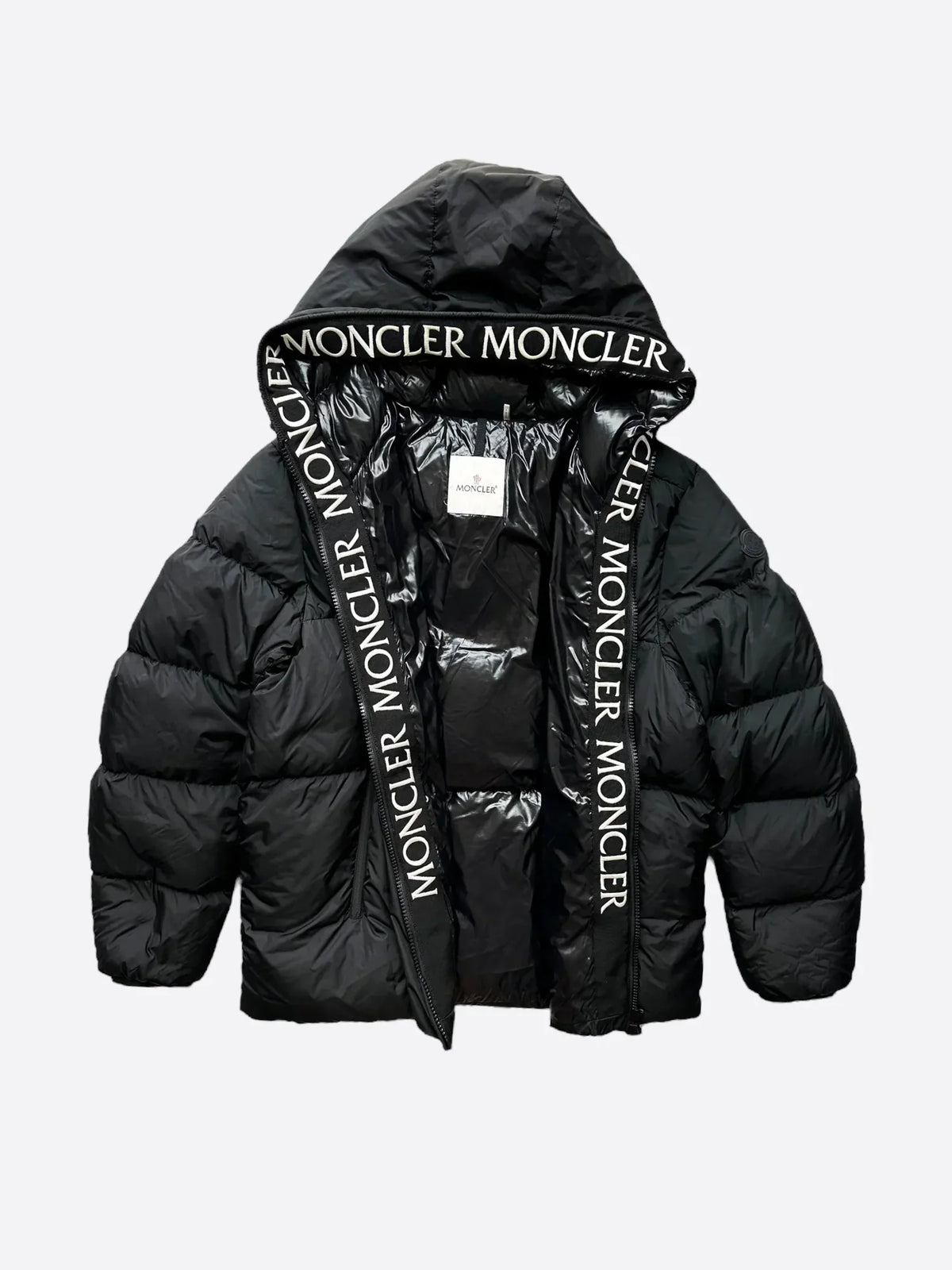Moncler Black Logo Tape Puffer Jacket