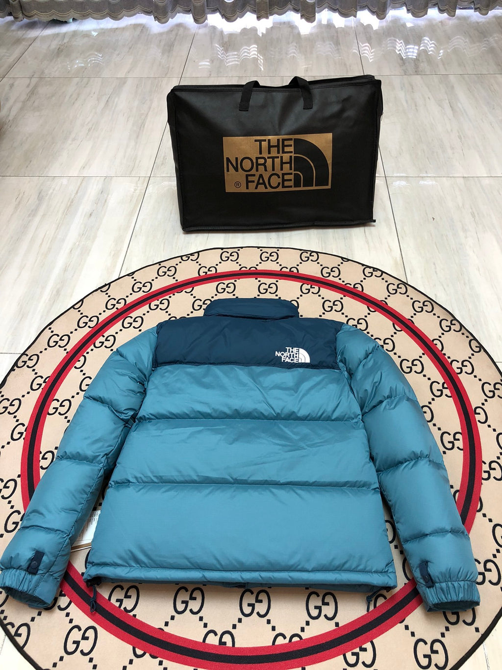 The North Face Nuptse 700 Down Jacket Teal Blue Navy