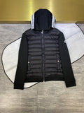 Moncler Down Panel Hooded Cardigan Black