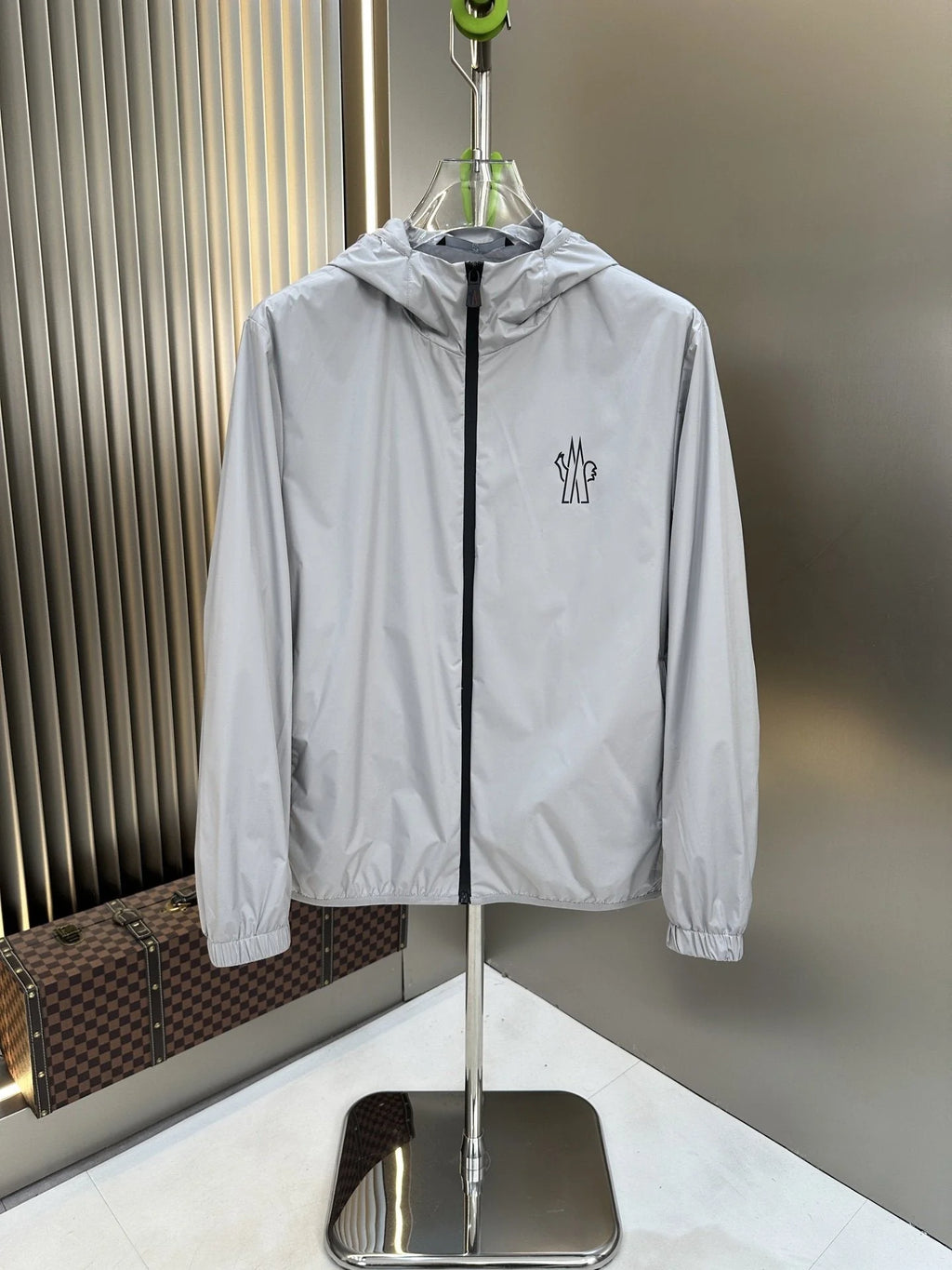 Moncler Light Grey Hooded Windbreaker
