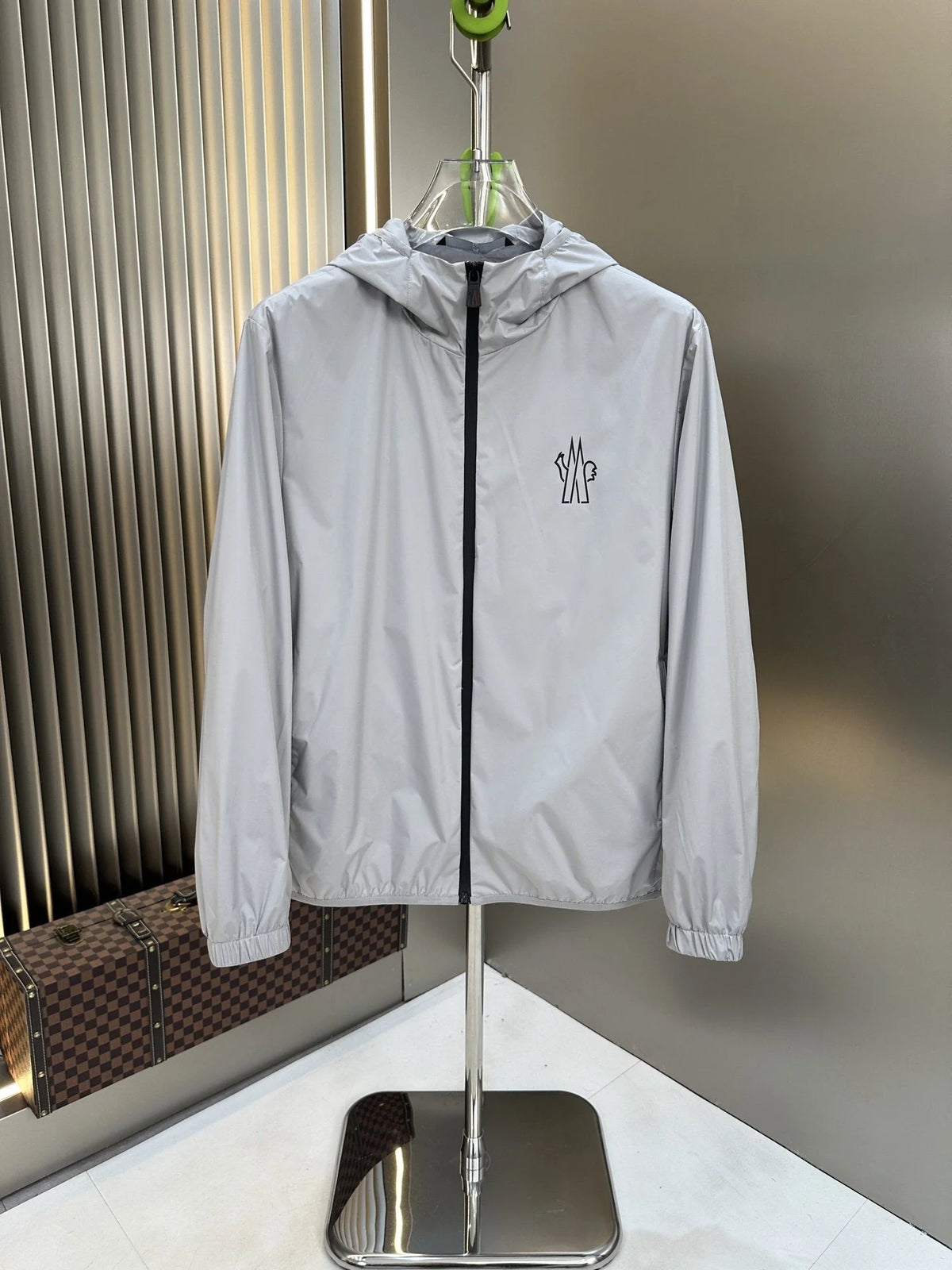 Moncler Light Grey Hooded Windbreaker