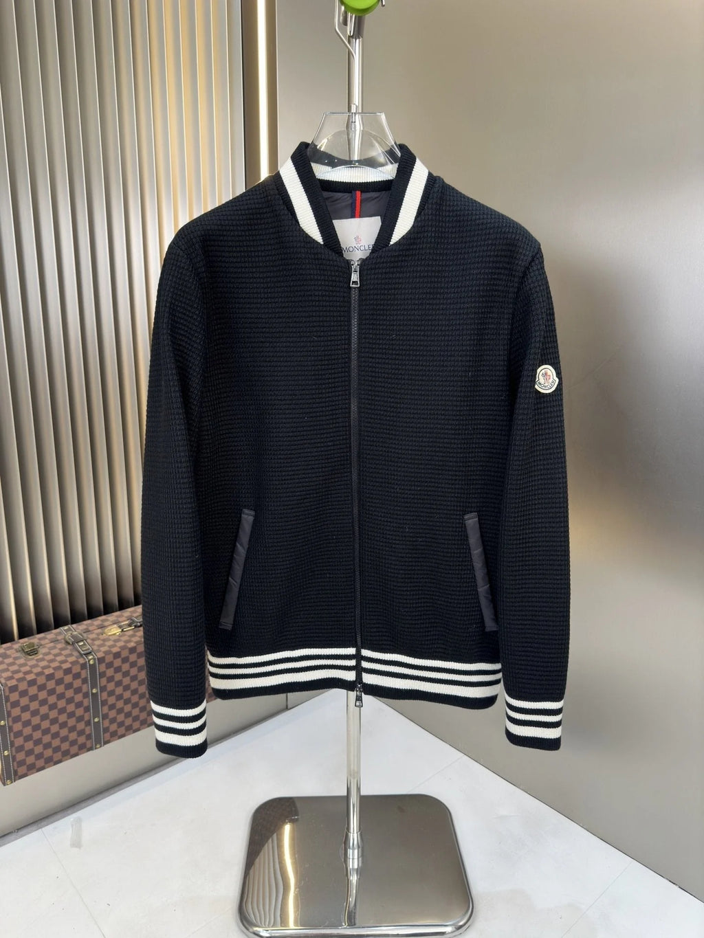 Moncler Black Varsity Bomber Jacket