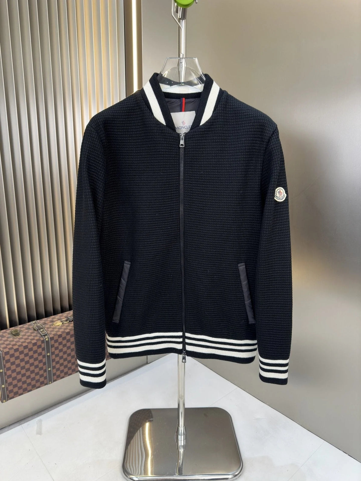 Moncler Black Varsity Bomber Jacket