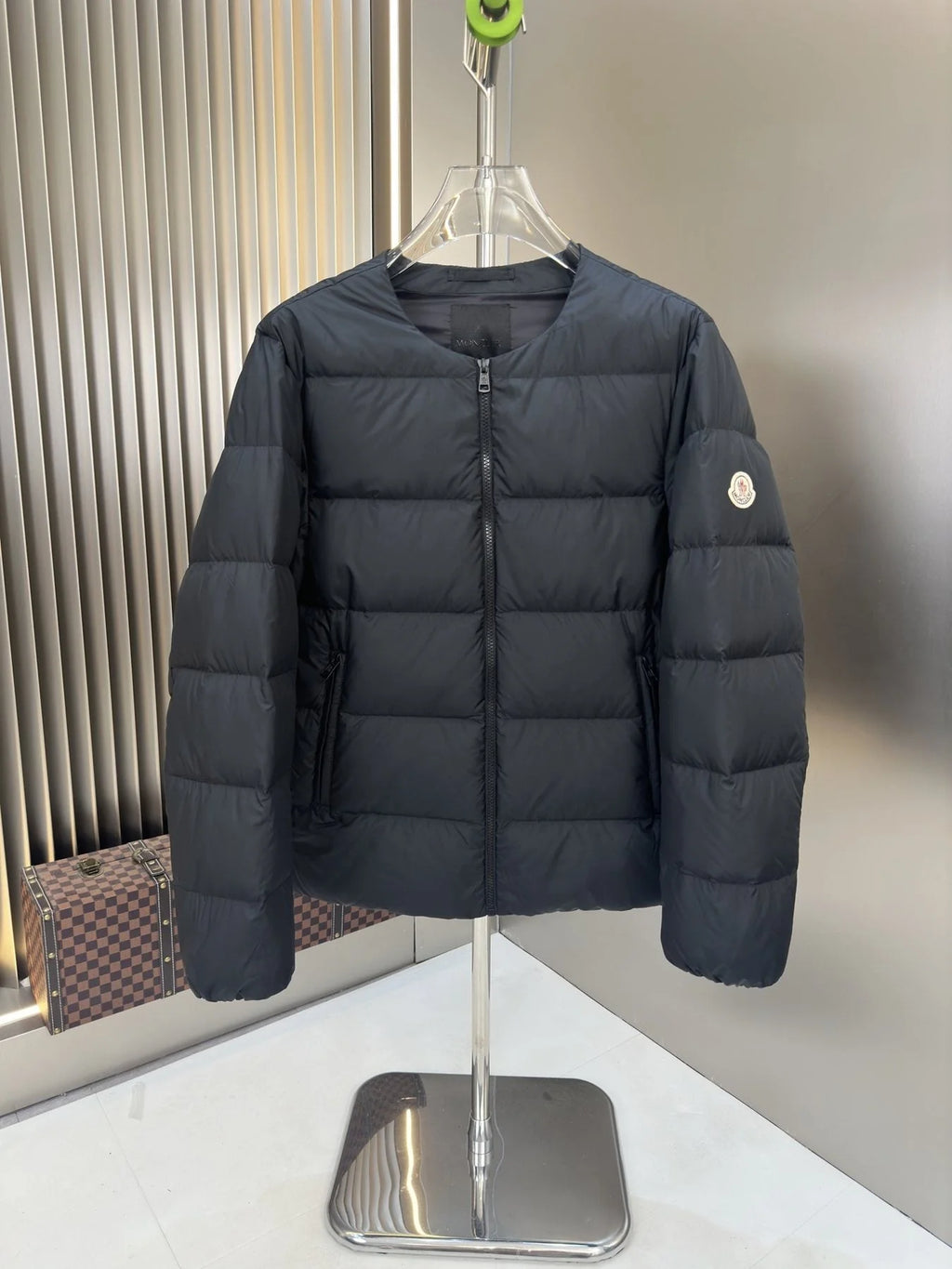 Moncler Black Collarless Down Jacket