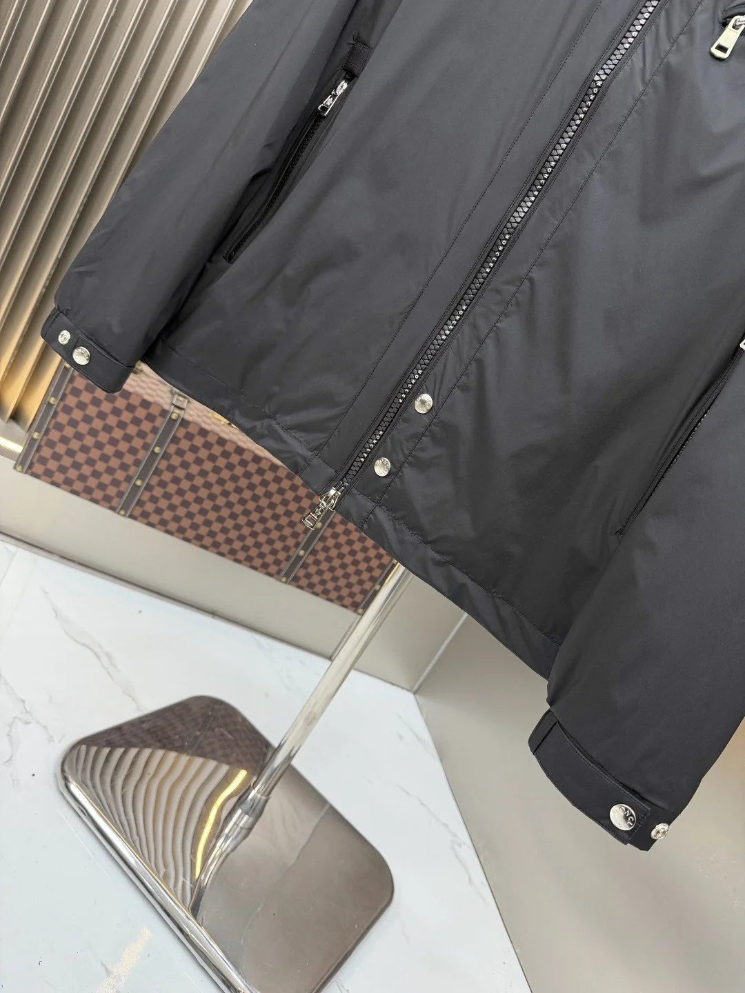 Moncler Black Stand Collar Zip Jacket