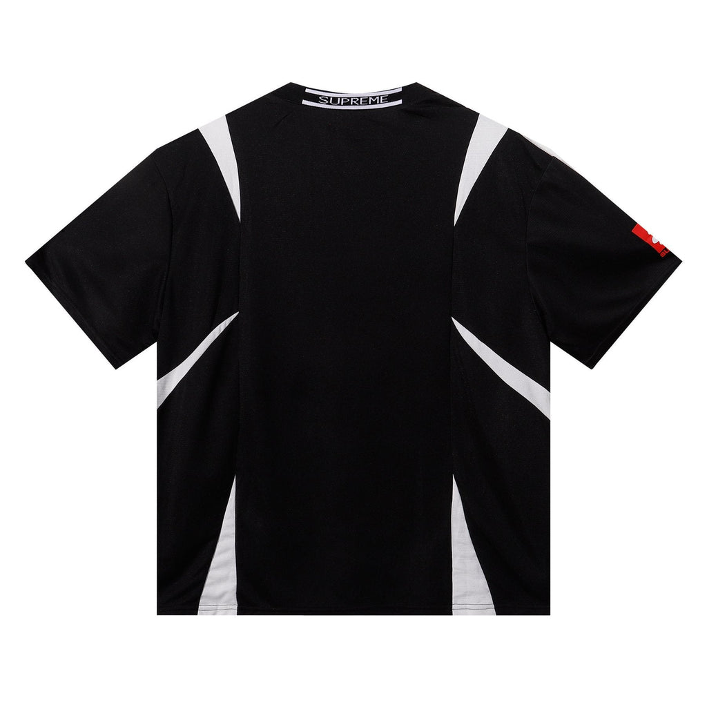 Supreme Black Soccer-Inspired Jersey Graphic T-Shirt
