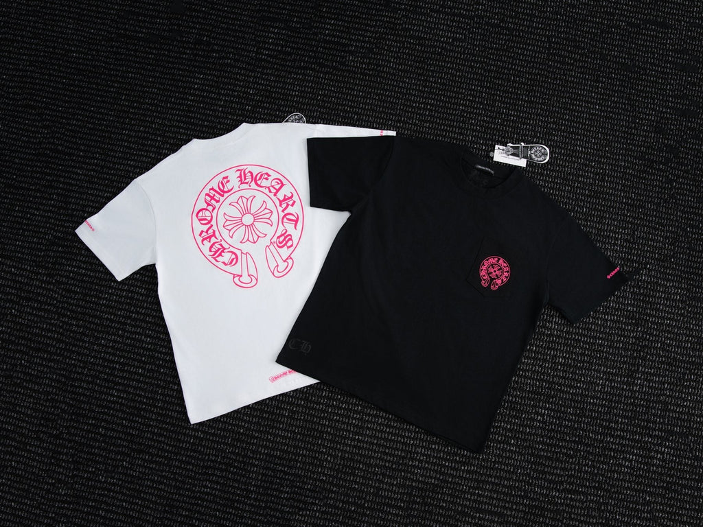 Chrome Hearts Pink Back Graphic Pocket T-Shirt