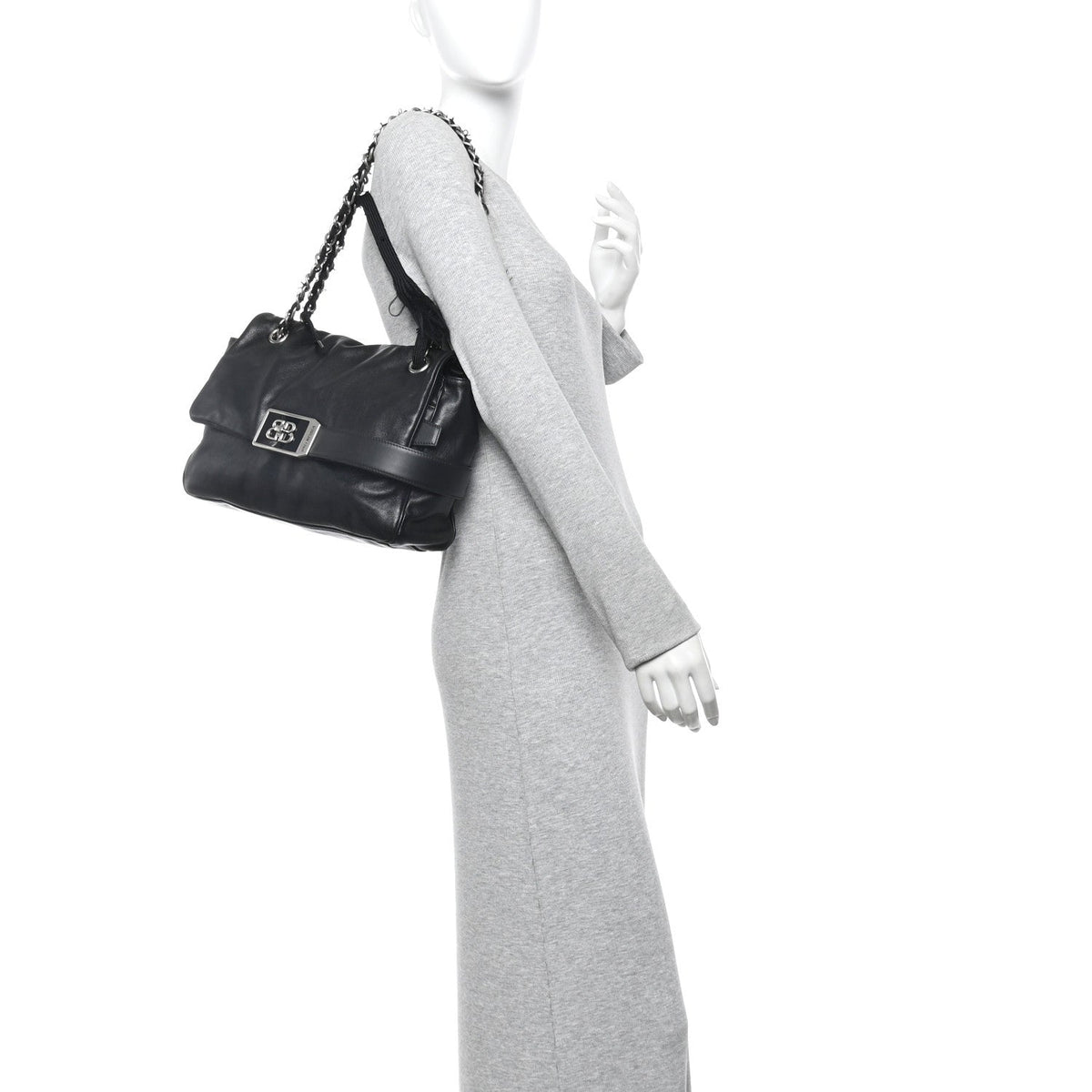 Calfskin Medium Modu Shoulder Bag Black
