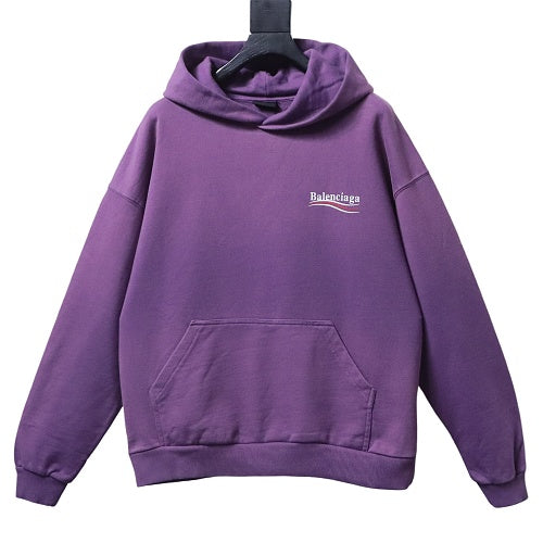 Balenciaga Purple Embroidered Washed Hoodie