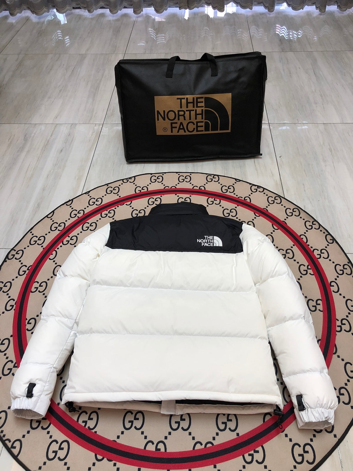 The North Face Nuptse 700 Down Jacket White Black