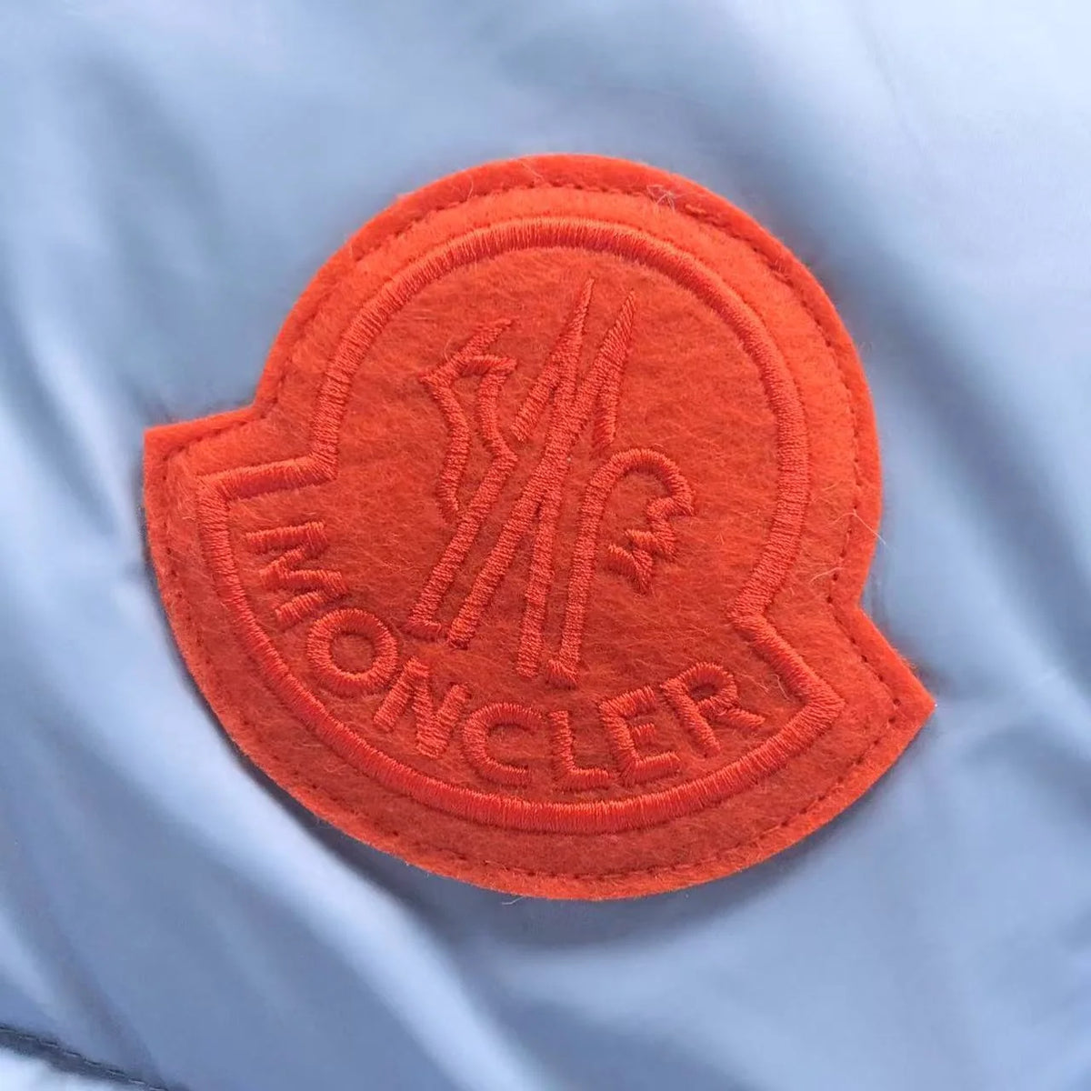 Moncler Ice Blue Contrast-Logo Hooded Puffer Jacket