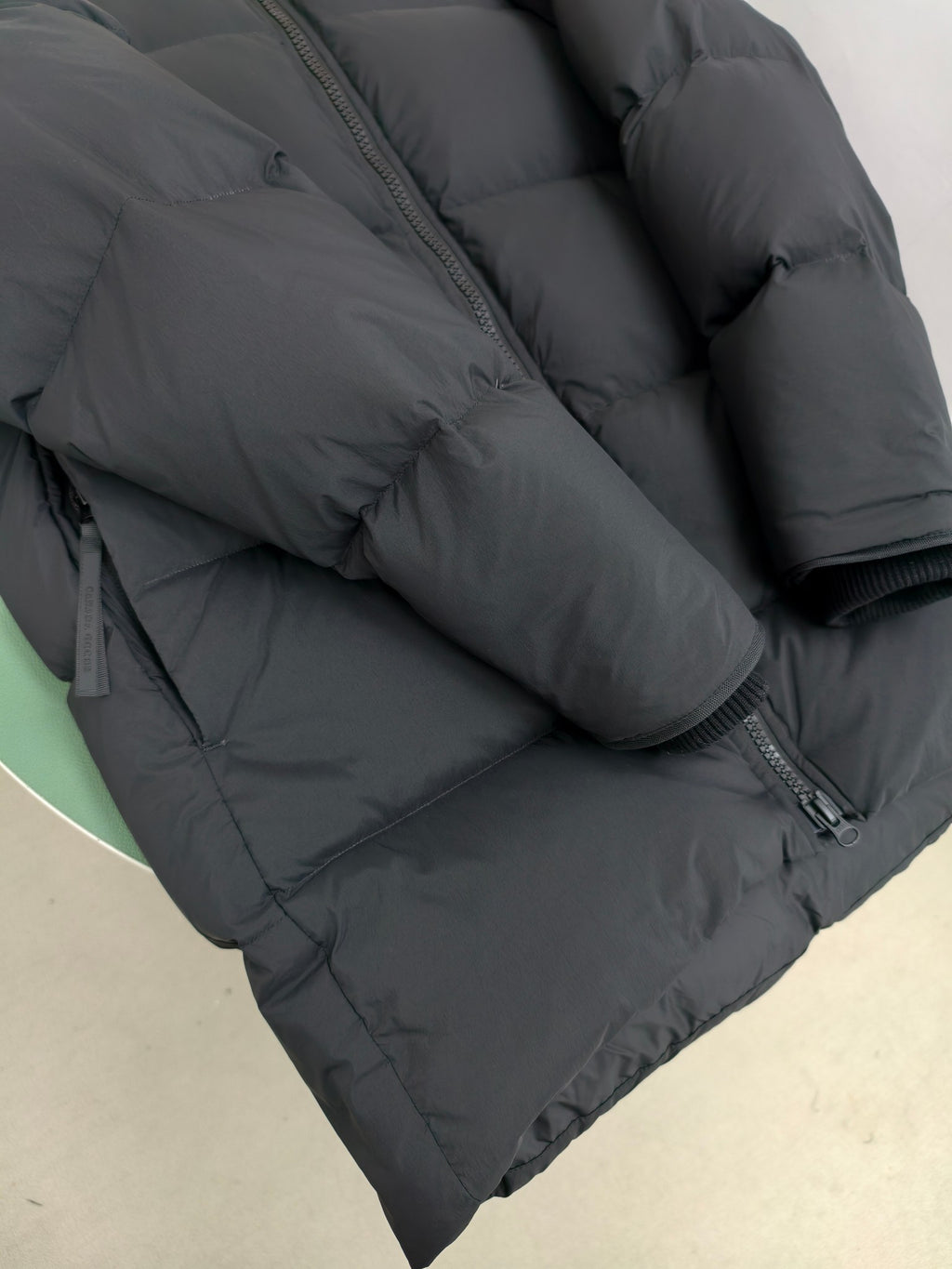 Canada Goose Black Hooded Down Jacket with Reflective Detail