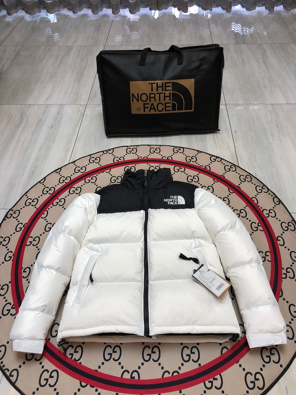 The North Face Nuptse 700 Down Jacket White Black
