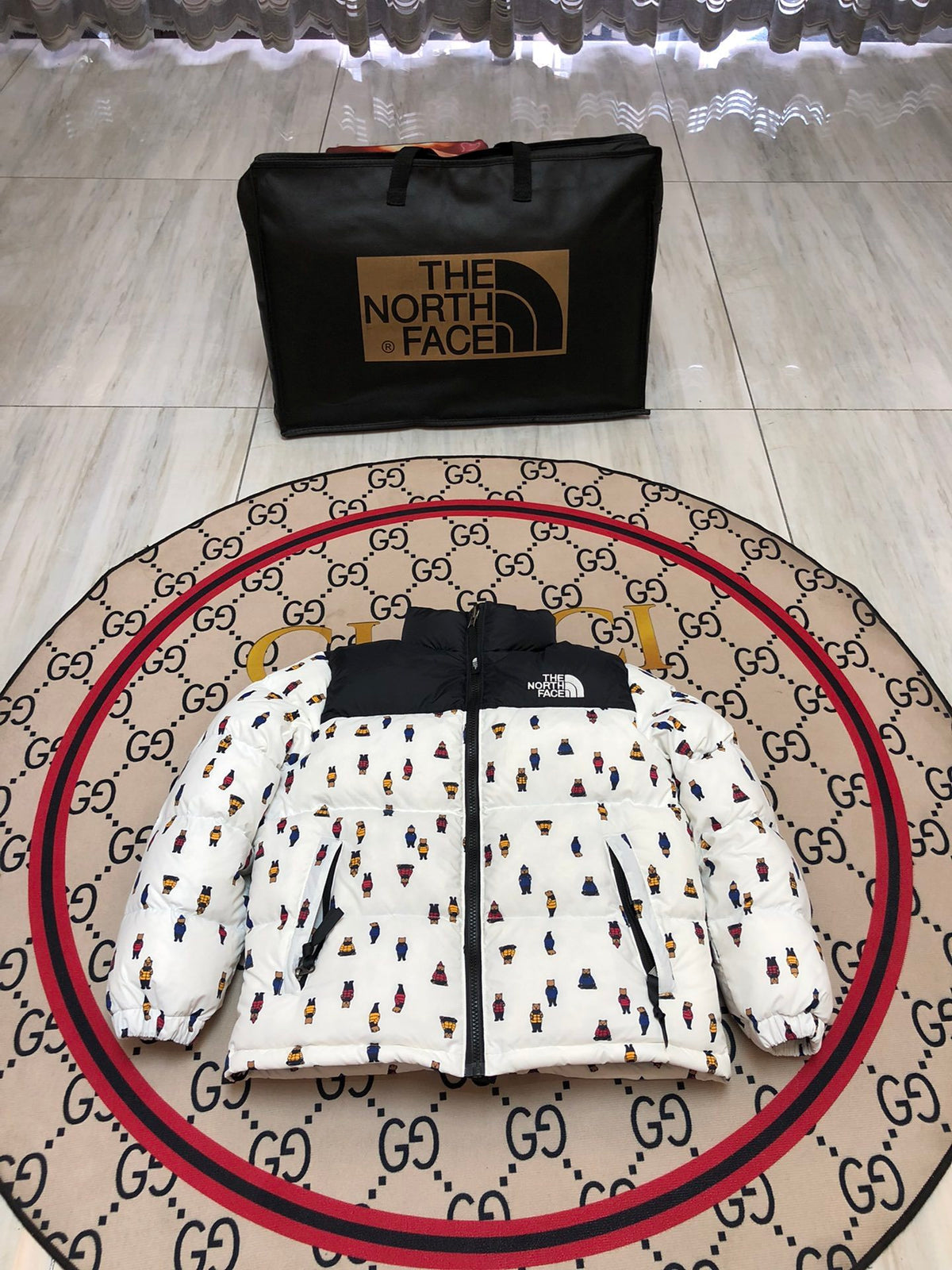 The North Face × Polo Ralph Lauren Nuptse Down Jacket Polo Bear Print