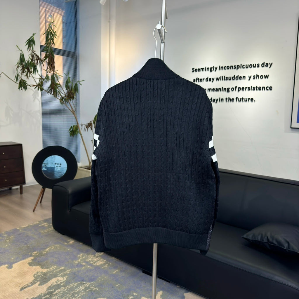 Moncler Tricot Knit Sleeve Down Jacket Black