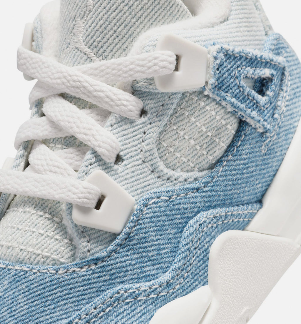 Air Jordan 4 Retro Worn Blue Infant/Toddler Shoes - Sail Worn Blue Metallic Gold