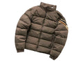 Moncler Taupe Brown Sleeve-Stripe Puffer Jacket