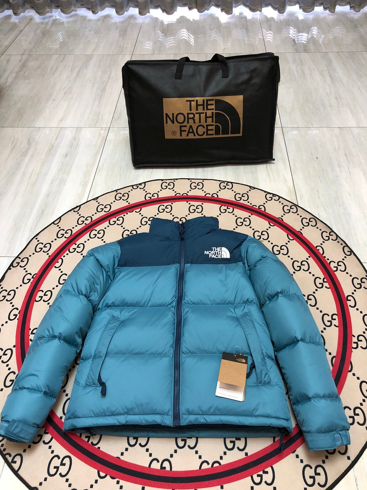 The North Face Nuptse 700 Down Jacket Teal Blue Navy
