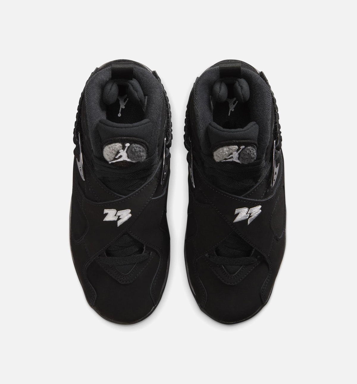 Air Jordan 8 Retro Chrome Big Kids' Sneakers - Black / White / Light Graphite